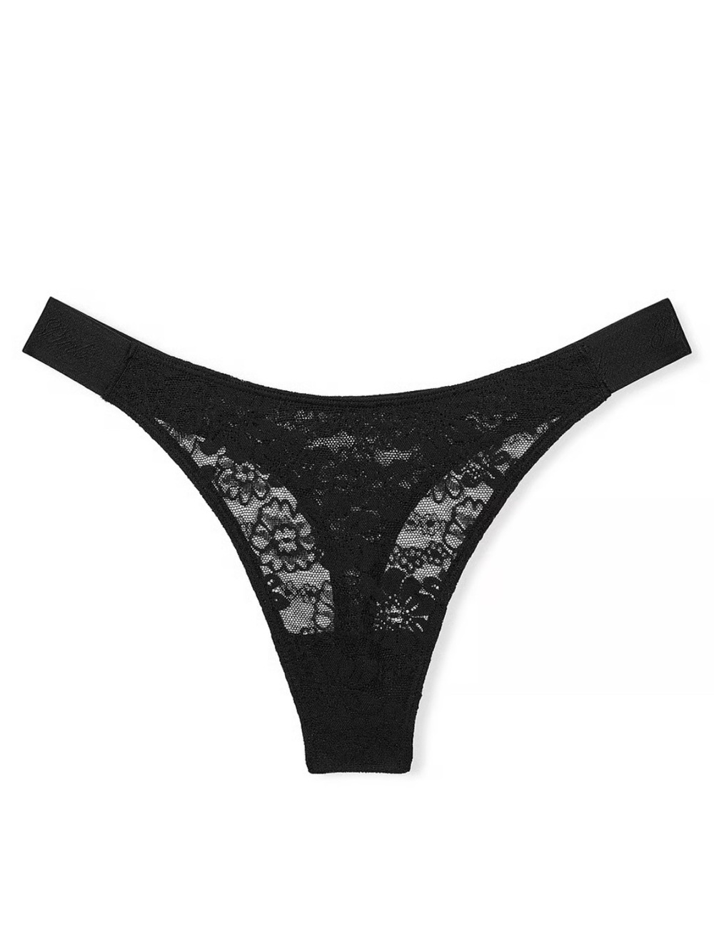 Victoria Secret Black Lacie Logo Scoop Thong